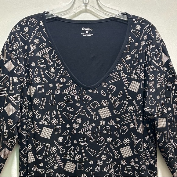 NWT Svaha Black/Tan Organic Cotton Dress Chemistry Lab Equipment - Size 1X - Picture 5 of 13